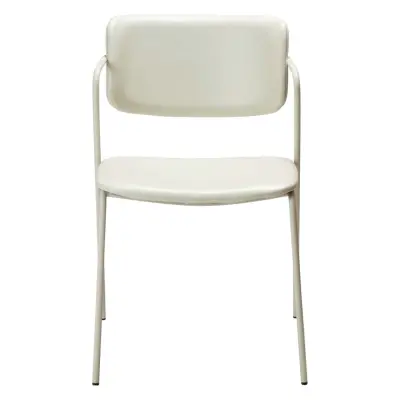 DAN-FORM Zed matbordsstol, med armstöd - benvitt konstläder och benvitt stål