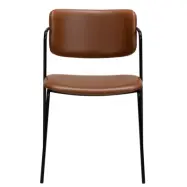DAN-FORM Zed matbordsstol, med armstöd - vintage ljusbrunt konstläder och svart metall