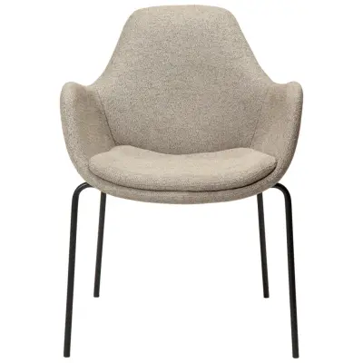 DAN-FORM Zimmer fåtölj - brunt bouclétyg och svart stål