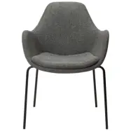 DAN-FORM Zimmer fåtölj - grått bouclétyg och svart stål
