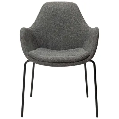 DAN-FORM Zimmer fåtölj - grått bouclétyg och svart stål