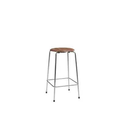 FRITZ HANSEN - High Dot barstol, 76 cm, krom/valnöt, trä –