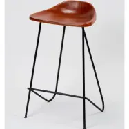 FURBO barstol - brunt konstl&auml;der och metall, med fotst&ouml;d
