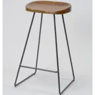 FURBO barstol - massivt akaciatr&auml; och metall, med fotst&ouml;d
