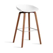 HAY About a Stool 32 High barstol valnötsstativ 2.0 Vit-rostfritt stålstöd