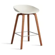HAY About a Stool 32 Low barstol valnötsstativ 2.0 Melange cream-rostfritt stålstöd