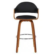 HOUSE OF SANDER Magne Barstol, med Armst&ouml;d, Svivningsfunktion och Fotst&ouml;d - M&ouml;rkt Tr&auml; och Svart Konstl&auml;