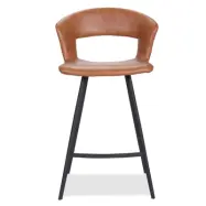HOUSE OF SANDER Tora Barstol, med Ryggstöd och Fotstöd - Konjaksfärgat Konstläder och Svart Metall