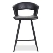 HOUSE OF SANDER Tora Barstol, med Ryggstöd och Fotstöd - Svart Konstläder och Svart Trä, Högt