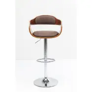 KARE DESIGN Monaco Schoko barstol, m. ryggstöd och armstöd - brun polyester/valnötsfaner/krom stål