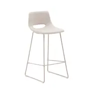 KAVE HOME Zahara barstol, med ryggstöd och fotstöd - beige tyg och beige stål (H:75cm)