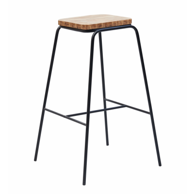 KILROY INDBO Karin barstol, med fotstöd - naturligt mangoträ och järn