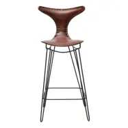 KILROY INDBO Melissa #10909 barstol, med ryggst&ouml;d och fotst&ouml;d - brunt l&auml;der och j&auml;rn