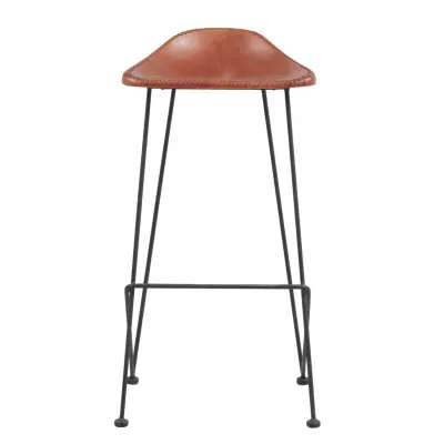 KILROY INDBO Melissa #559 barstol, med fotstöd - brunt läder och järn