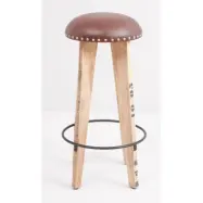 KILROY INDBO Tessa #884 barstol, med fotst&ouml;d - moccal&auml;der och naturligt mangotr&auml;