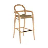 LAFORMA Beige Sheryl Barstol f&ouml;r Tr&auml;dg&aring;rden, med Armst&ouml;d, Ryggst&ouml;d och Fotst&ouml;d - Naturligt Eukaly