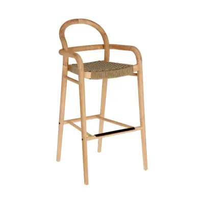 LAFORMA Beige Sheryl Barstol för Trädgården, med Armstöd, Ryggstöd och Fotstöd - Naturligt Eukaly