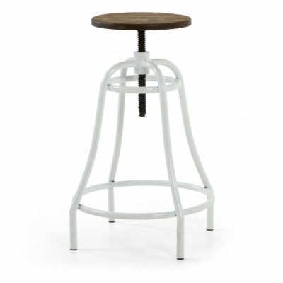 LAFORMA Malibu barstol, justerbar i höjdled - bambu och vit metall