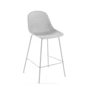 KAVE HOME Quinby Barstol med Ryggstöd och Fotstöd - Vit Plast och Metall