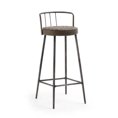 KAVE HOME Tiva barstol - brunt syntetiskt läder och stål