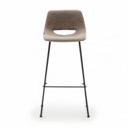 LAFORMA Zahara barstol, med ryggstöd och fotstöd - brunt tyg och svart stål