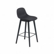 Muuto Fiber barstol med ryggstöd 65 cm Black-svarta ben