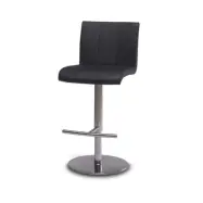 Nikola barstol med ryggst&ouml;d och fotst&ouml;d - svart PU och metall