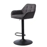 Nolan barstol, fyrkantig, w. ryggstöd, armstöd och fotstöd - mörkgrå polyester och svart metall