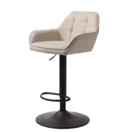 Nolan barstol, fyrkantig, w. ryggstöd, armstöd och fotstöd -äkta polyester och svart metall