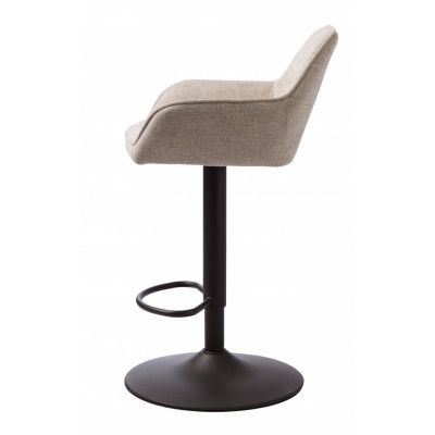 Nolan barstol, rand, m. ryggstöd, armstöd och fotstöd -äkta polyester och svart metall