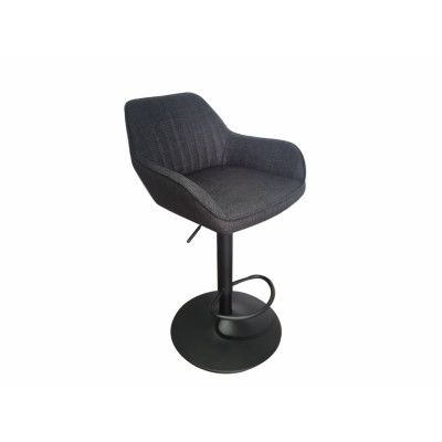 Nolan barstol, rand, m. ryggstöd, armstöd och fotstöd - mörkgrå polyester och svart metall