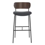 NORDLYS Tablincoln barstol, med ryggstöd och fotstöd - tyg, ask och svart metall