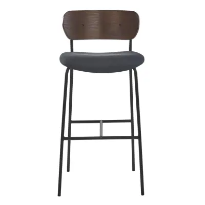 NORDLYS Tablincoln barstol, med ryggstöd och fotstöd - tyg, ask och svart metall