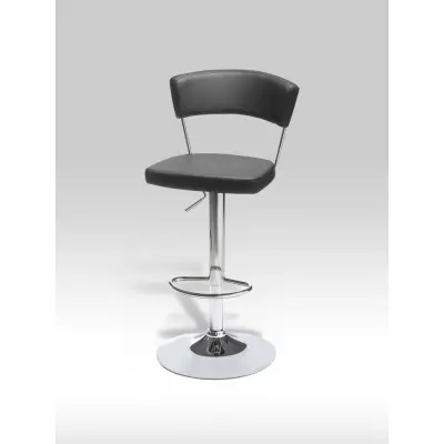 Preben barstol - svart läder PU med fotstöd