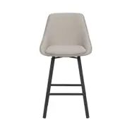 ROWICO Alison barstol, vridbar, w. ryggstöd och fotstöd - beige tyg och svart metall