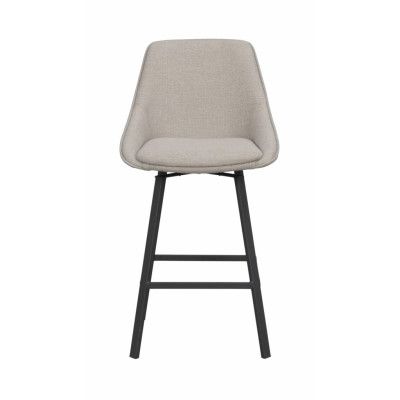 ROWICO Alison barstol, vridbar, w. ryggstöd och fotstöd - beige tyg och svart metall