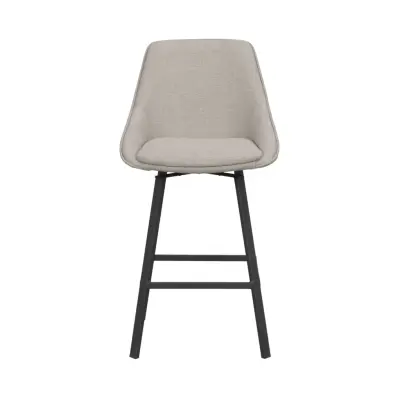 ROWICO Alison barstol, vridbar, w. ryggstöd och fotstöd - beige tyg och svart metall