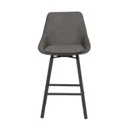 ROWICO Alison barstol, vridbar, w. ryggstöd och fotstöd - grå mikrofiber och svart metall
