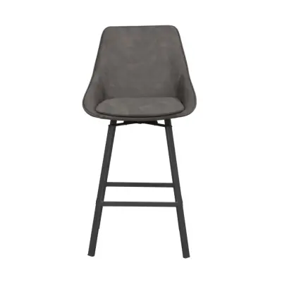 ROWICO Alison barstol, vridbar, w. ryggstöd och fotstöd - grå mikrofiber och svart metall