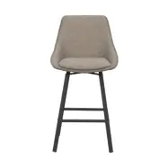 ROWICO Alison barstol, vridbar, w. ryggstöd och fotstöd - mörkt beige tyg och svart metall