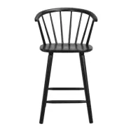 ROWICO Carmen barstol, med ryggstöd, armstöd och fotstöd - svart gummiträ