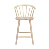 ROWICO Carmen barstol, med ryggstöd, armstöd och fotstöd - vitpigmenterat gummiträ