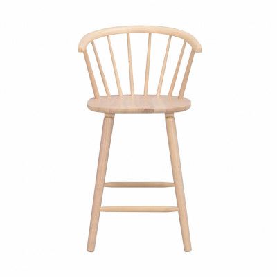 ROWICO Carmen barstol, med ryggstöd, armstöd och fotstöd - vitpigmenterat gummiträ