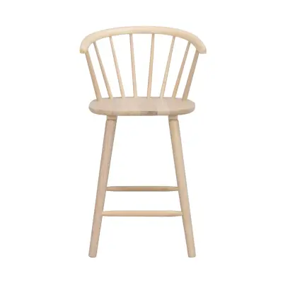 ROWICO Carmen barstol, med ryggstöd, armstöd och fotstöd - vitpigmenterat gummiträ