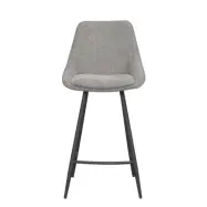 ROWICO Sierra barstol, med ryggstöd och fotstöd - grå polyester och svart metall