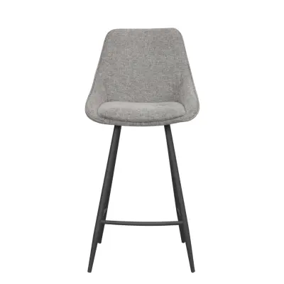 ROWICO Sierra barstol, med ryggstöd och fotstöd - grå polyester och svart metall