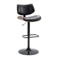 Sara barpall, med ryggst&ouml;d och fotst&ouml;d, h&ouml;jdjusterbar - svart gammalt vintage konstl&auml;der och svart metall