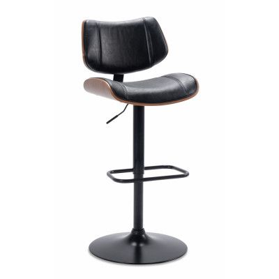 Sara barpall, med ryggstöd och fotstöd, höjdjusterbar - svart gammalt vintage konstläder och svart metall