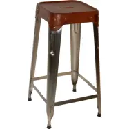 TRADEMARK LIVING barstol - &auml;kta brunt l&auml;der och gl&auml;nsande j&auml;rn