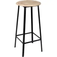 TRADEMARK LIVING barstol - svart j&auml;rn och ljus tr&auml;sits